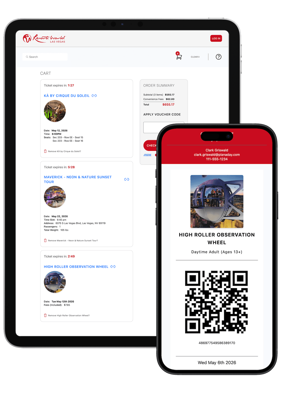 Turnstile guest itinerary view on tablet and mobile